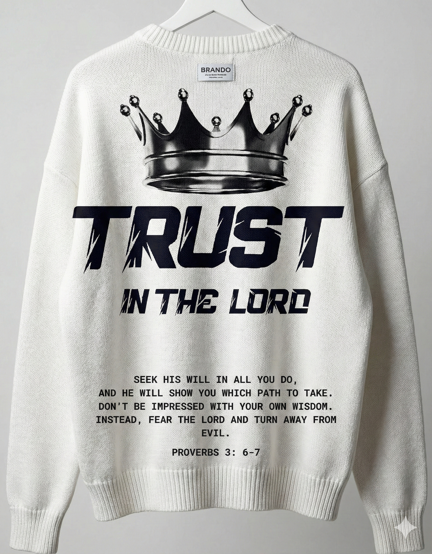 Proverbs 3:6 Sweater White